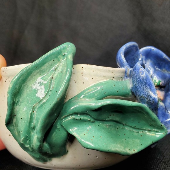 Glazed Stoneware Bowl Studio Art Pottery Artist Signed OOAK Blue Green 6.5x3.5" - Picture 8 of 12